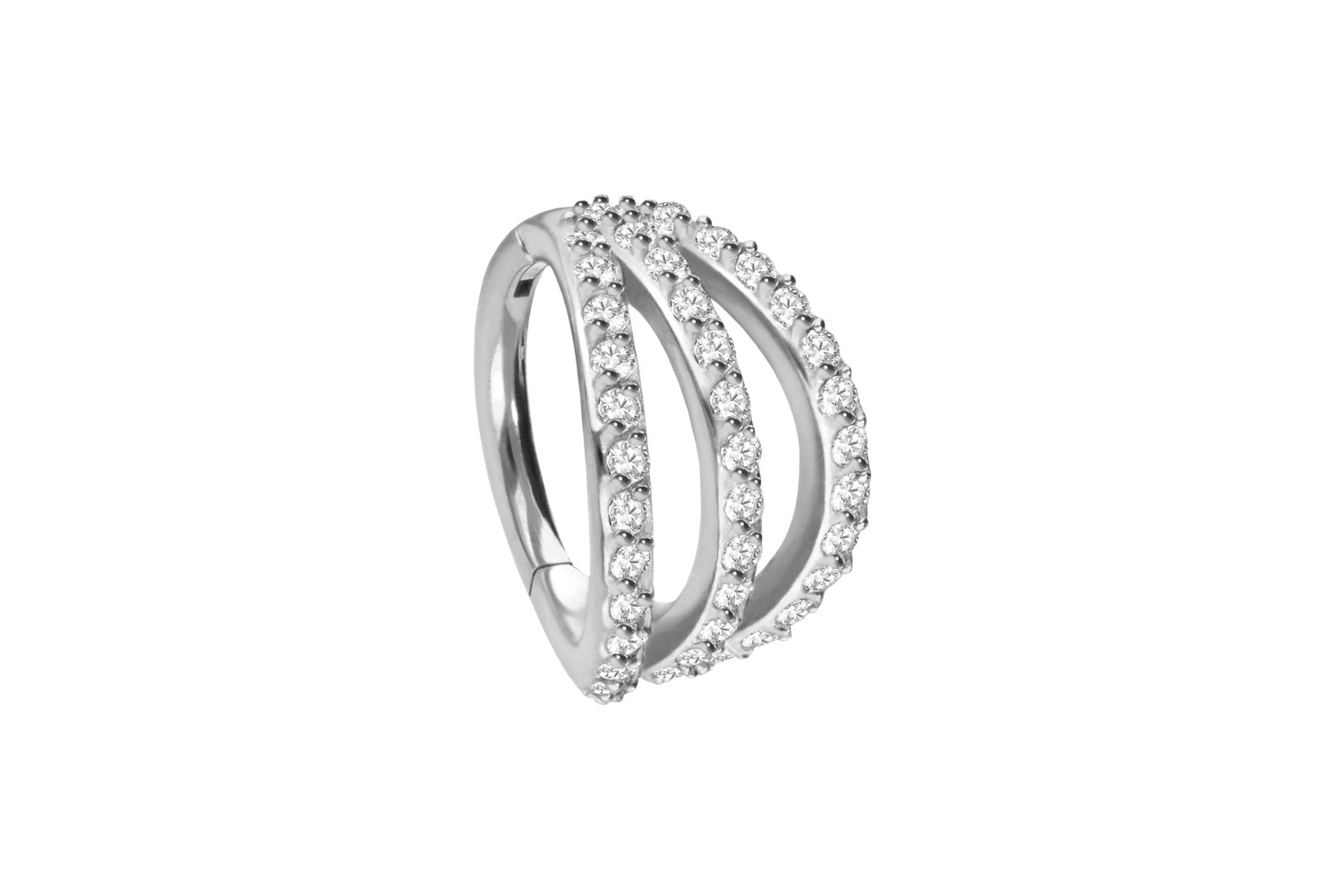 Chirurgenstahl Segmentring Clicker Piercing 3 RINGE + EINGEFASSTE KRISTALLE